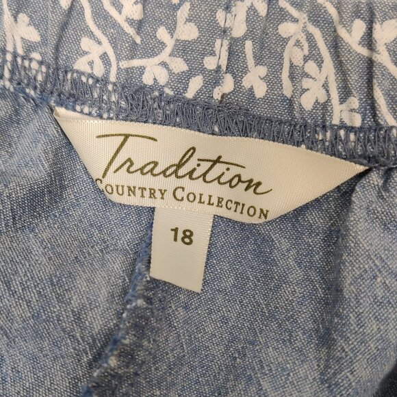 Tradition Country Collection Women's A line Mini Skirt Size 18 Blue White Cotton - Picture 3 of 7